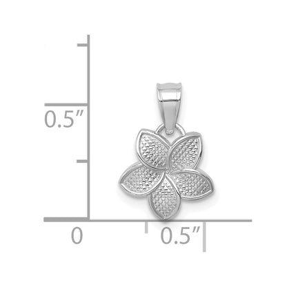 14k White Gold White Polished Mini Plumeria Pendant for Women