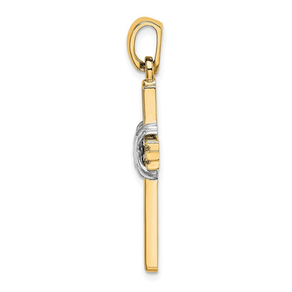 14k Yellow Gold Rhodium Passion Cross Pendant for Women