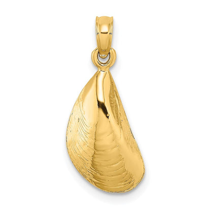14k Yellow Gold Polished Mussel Shell Charm Pendant for Women