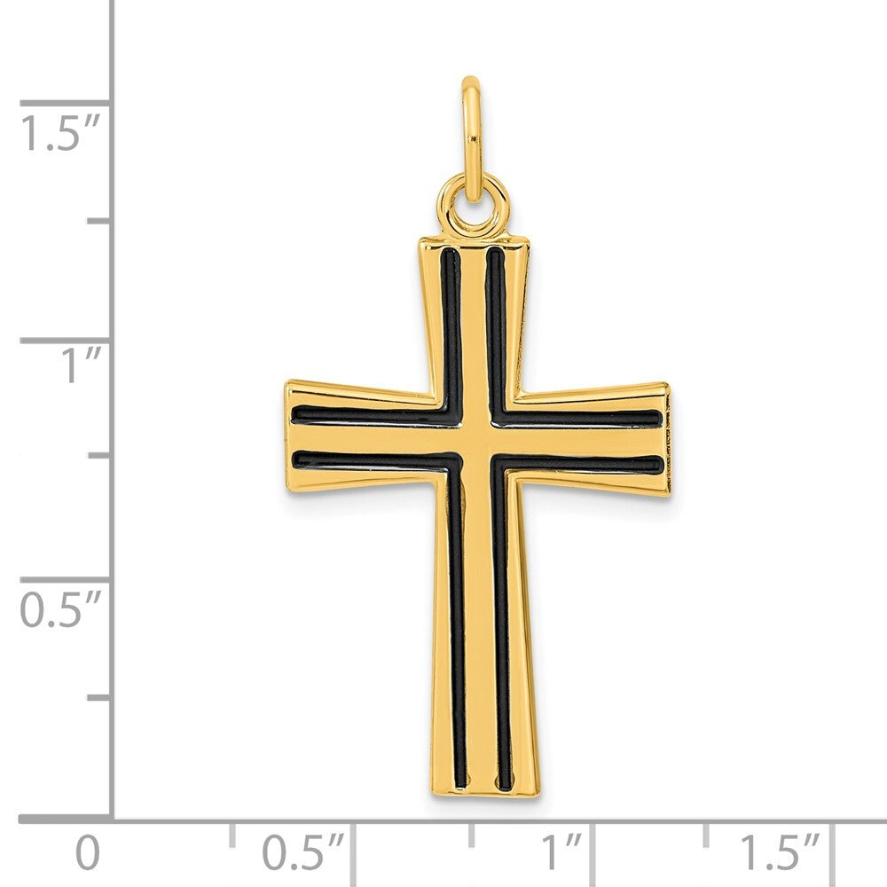 Sterling Silver Gold-plated Polished Enameled Cross Pendant