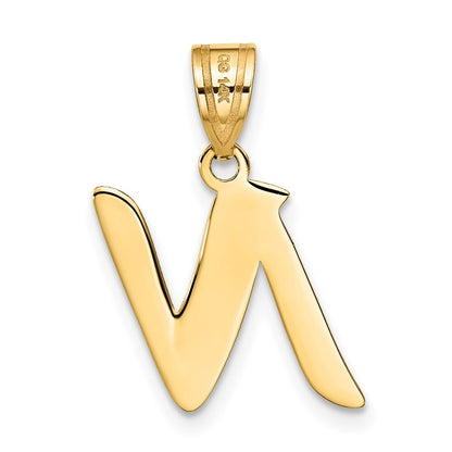 14k Yellow Gold Polished Script Letter N Initial Pendant for Women