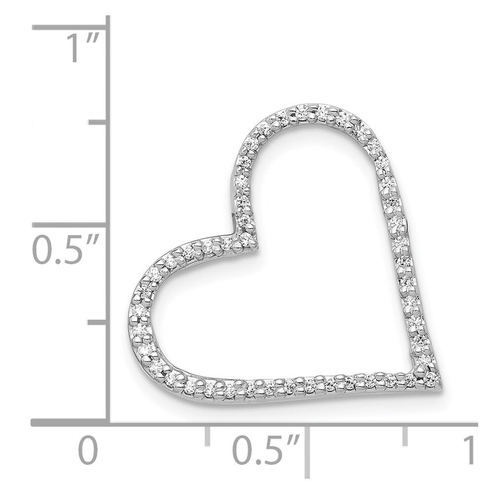 14k White Gold 1/6ct. Diamond Heart Chain Slide Pendant for Women