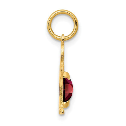 14k Yellow Gold Boy 6x4 Oval Genuine Garnet-January Pendant for Women