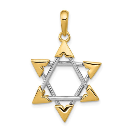 14k Two-tone Gold Star of David Pendant for Women