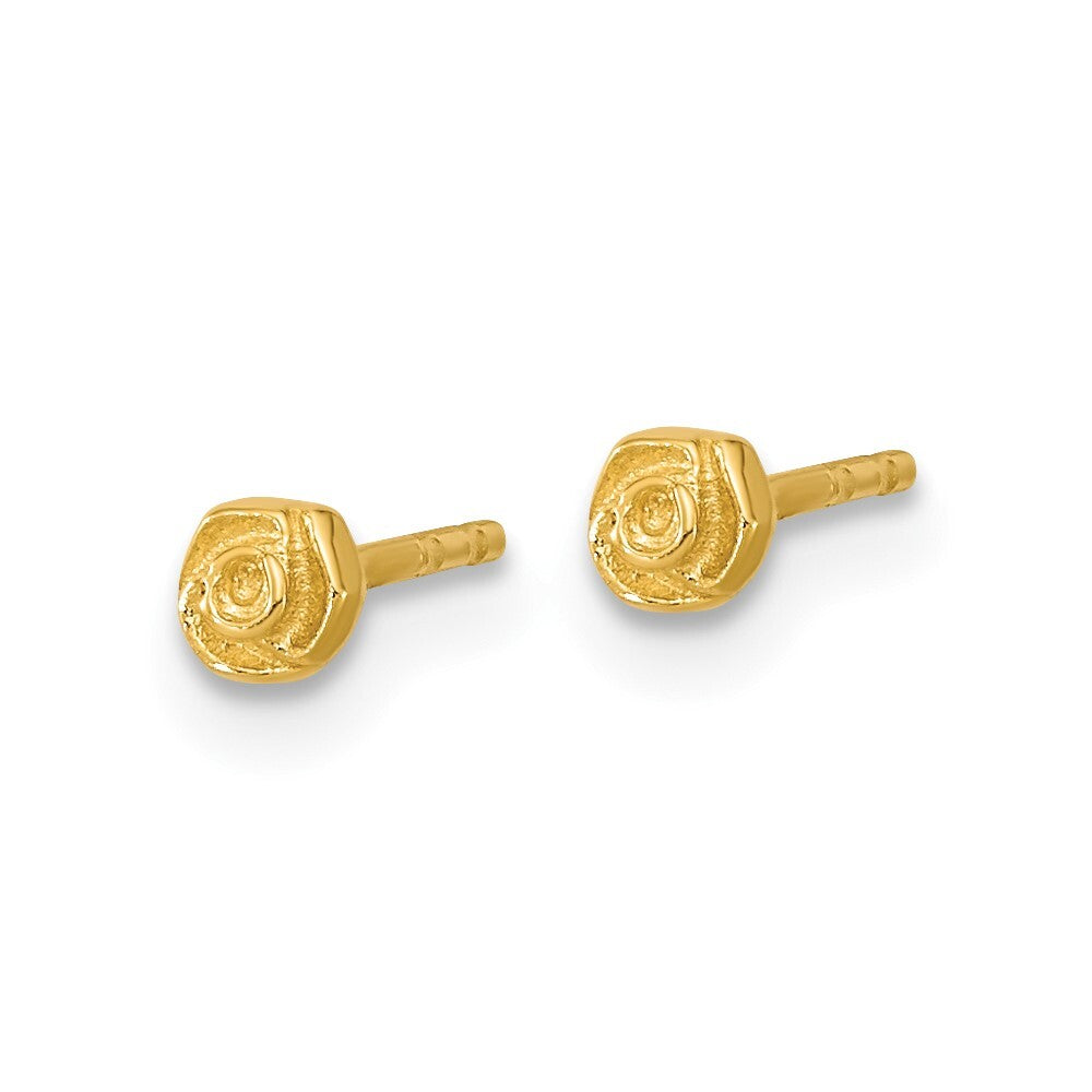 14k Yellow Gold Polished Rose Stud Earrings Gift for Women