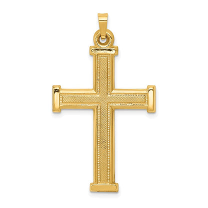 14k Yellow Gold Hollow Latin Cross Pendant