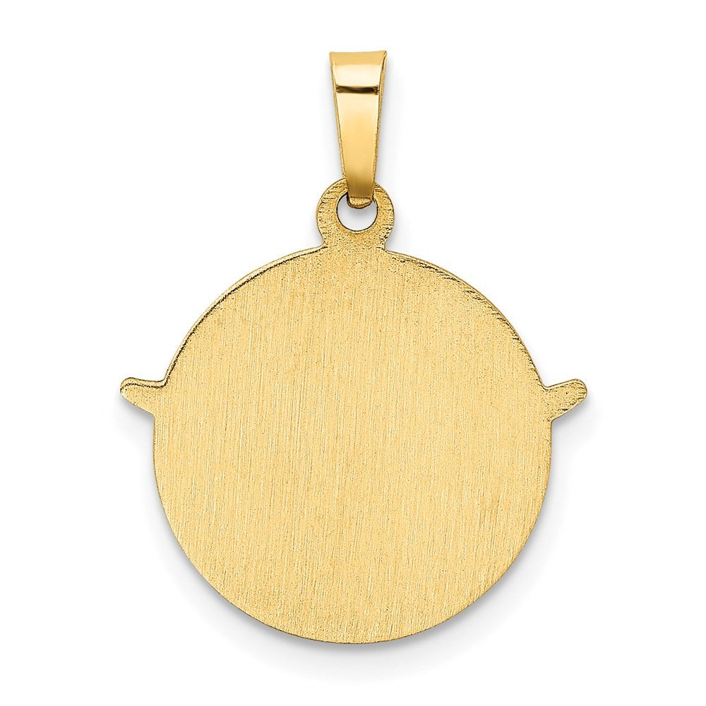 14k Yellow Gold Holy Spirit Medal Hollow Round Pendant