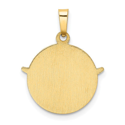 14k Yellow Gold Holy Spirit Medal Hollow Round Pendant