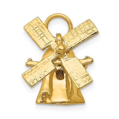 14k Yellow Gold  3D Windmill Charm