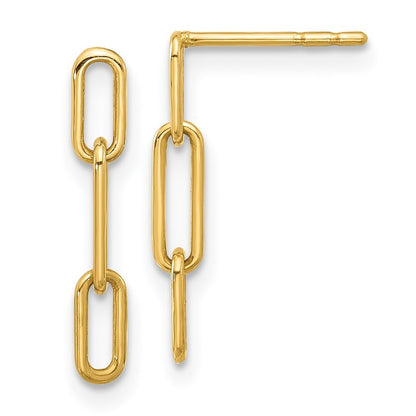 14k Yellow Gold Polished Open Link Dangle Earrings Gift for Women