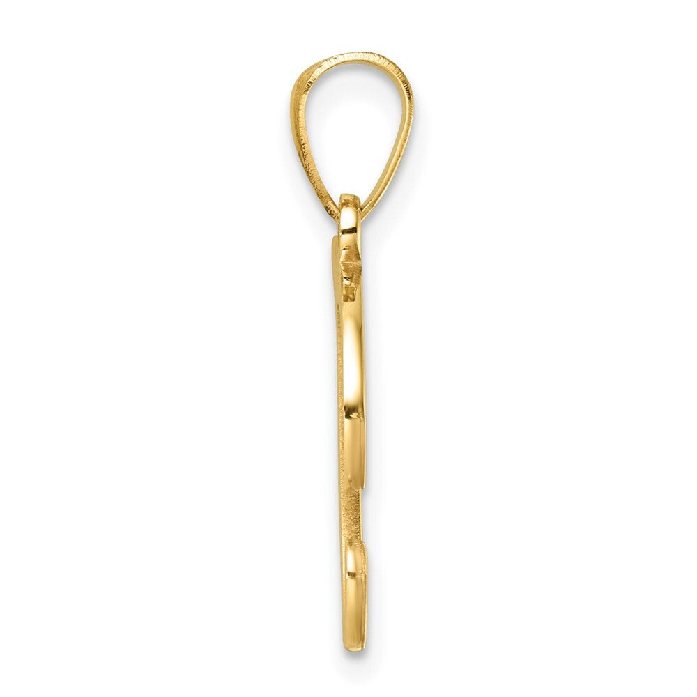 14k Yellow Gold Script Letter T Initial Pendant for Women