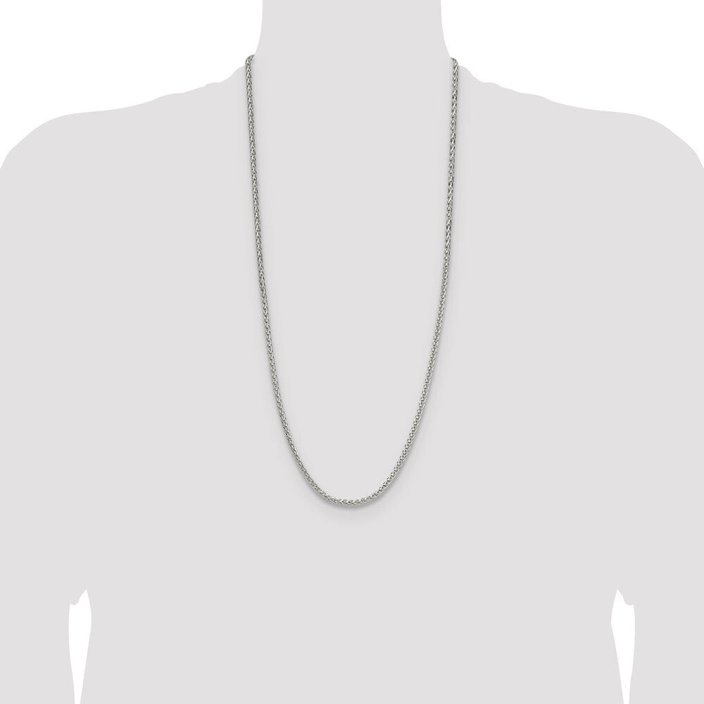 Sterling Silver 3.5mm Diamond-cut Square Spiga Chain