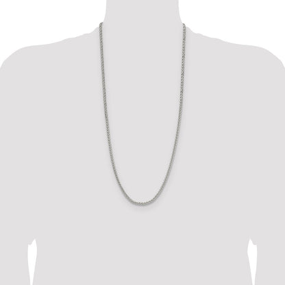 Sterling Silver 3.5mm Diamond-cut Square Spiga Chain