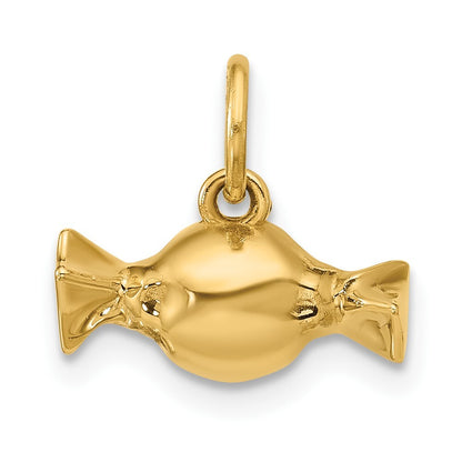 14k Yellow Gold Fancy Taffy Charm Pendant for Women