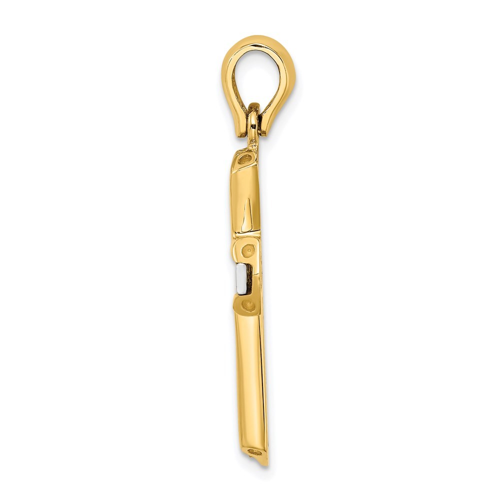 14K Two-Tone Gold Polished Cross Charm
