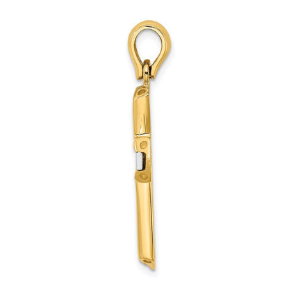 14K Two-Tone Gold Polished Cross Charm