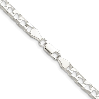 Sterling Silver Rhodium-plated 5mm Diamond-Cut Square Curb Chain Necklace