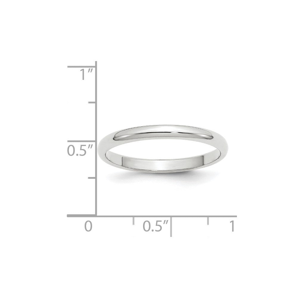 14k White Gold 2.5mm Half-Round Wedding Band Ring Size 7.5