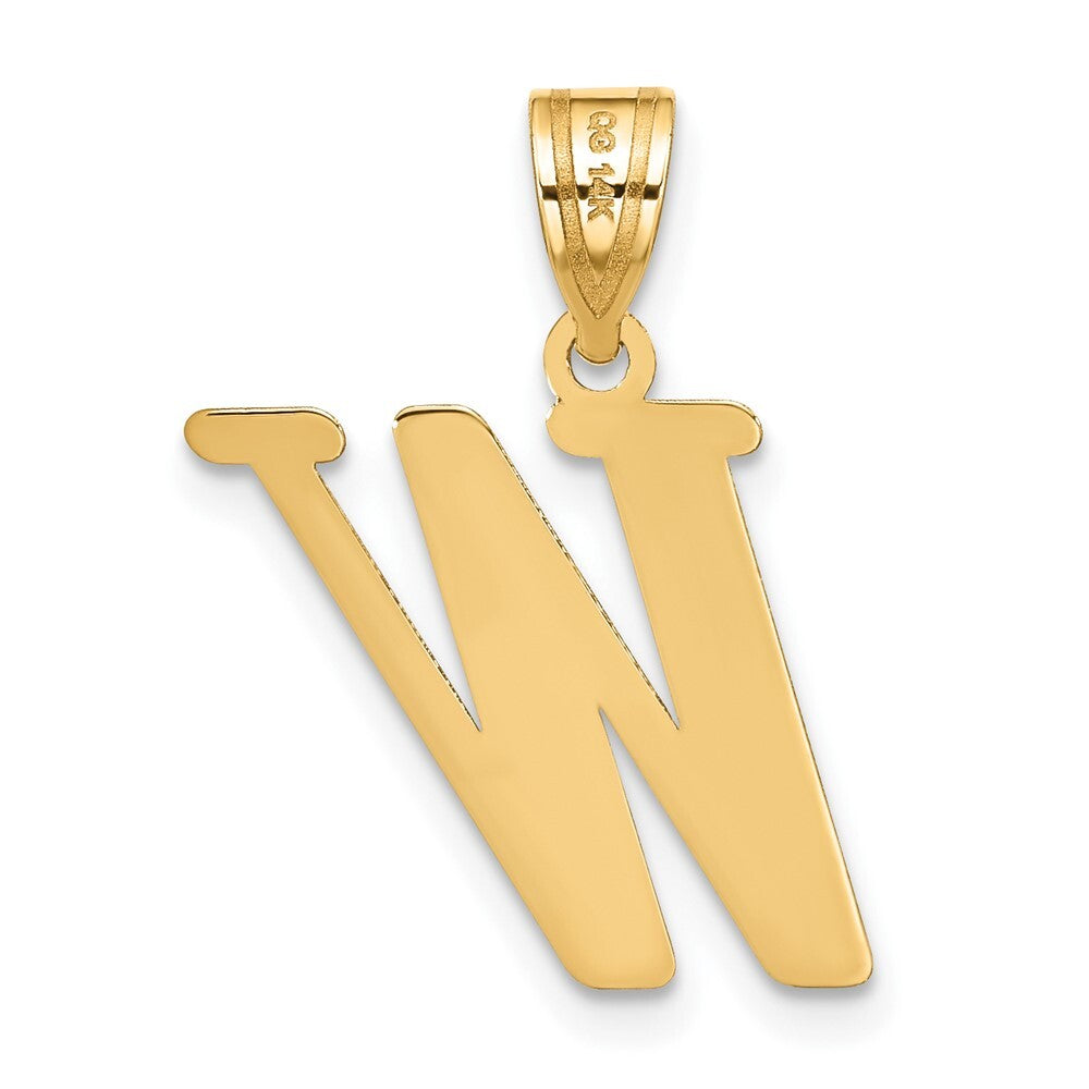 14k Yellow Gold Polished Letter W Initial Pendant for Women