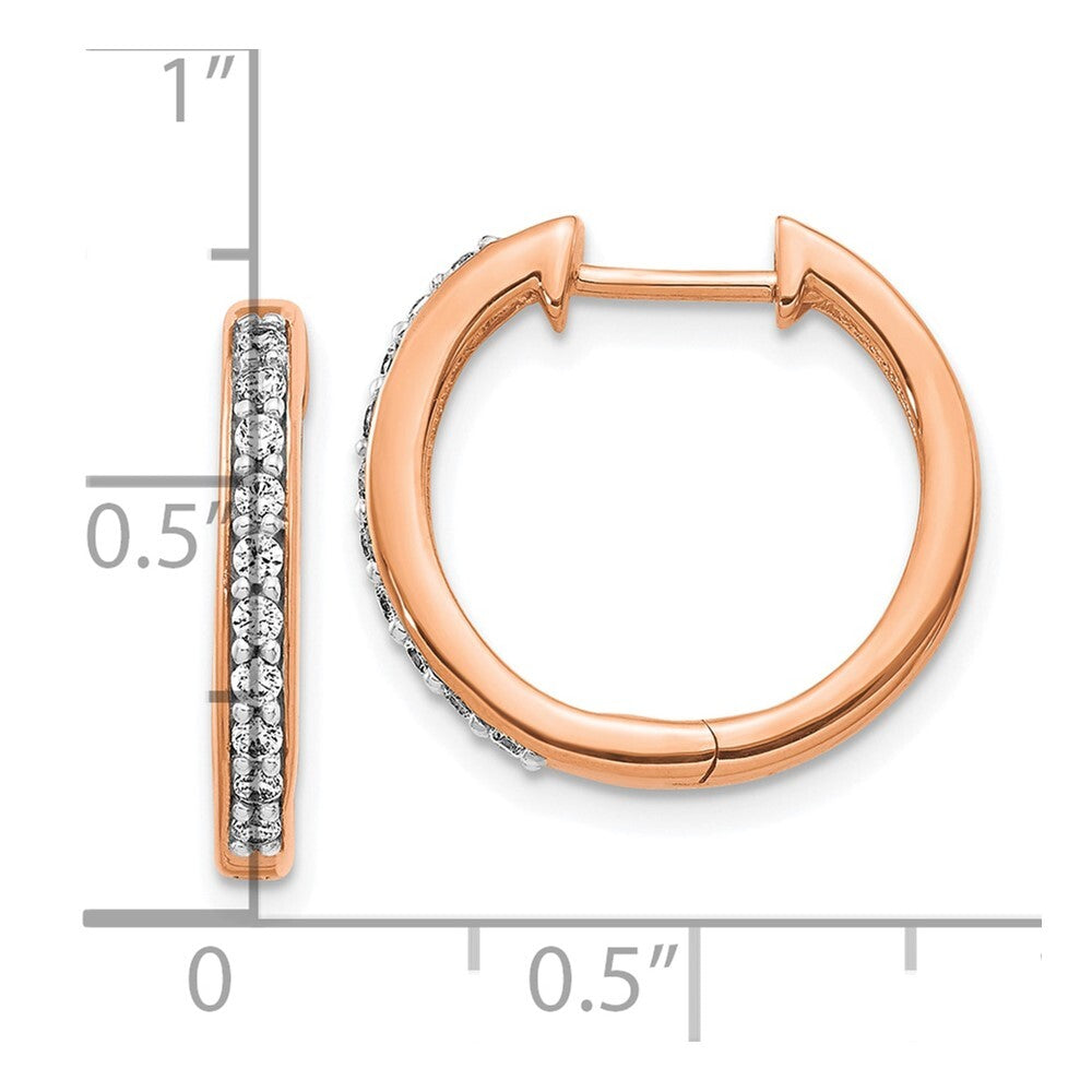 14k Rose Gold Diamond Hinged Hoop Earrings