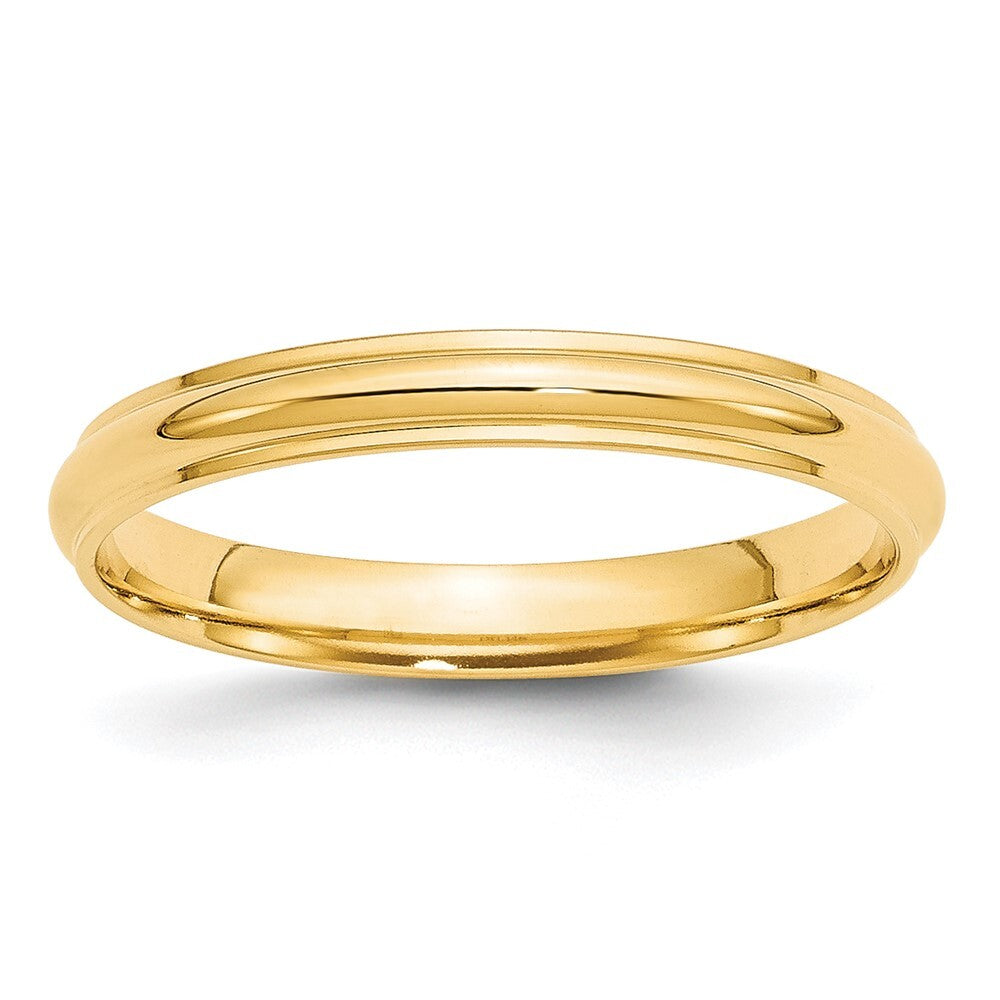 14K Yellow Gold Yellow Gold 3mm Half Round with Edge Wedding Band Size 10