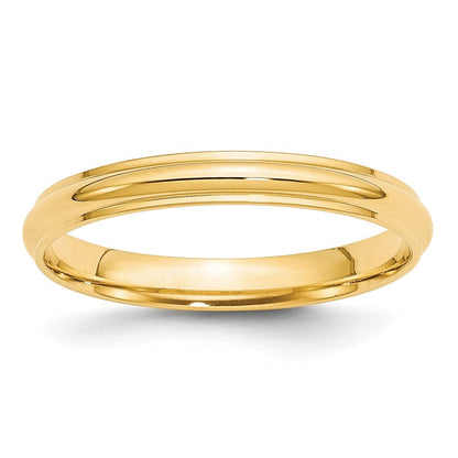 14K Yellow Gold Yellow Gold 3mm Half Round with Edge Wedding Band Size 10
