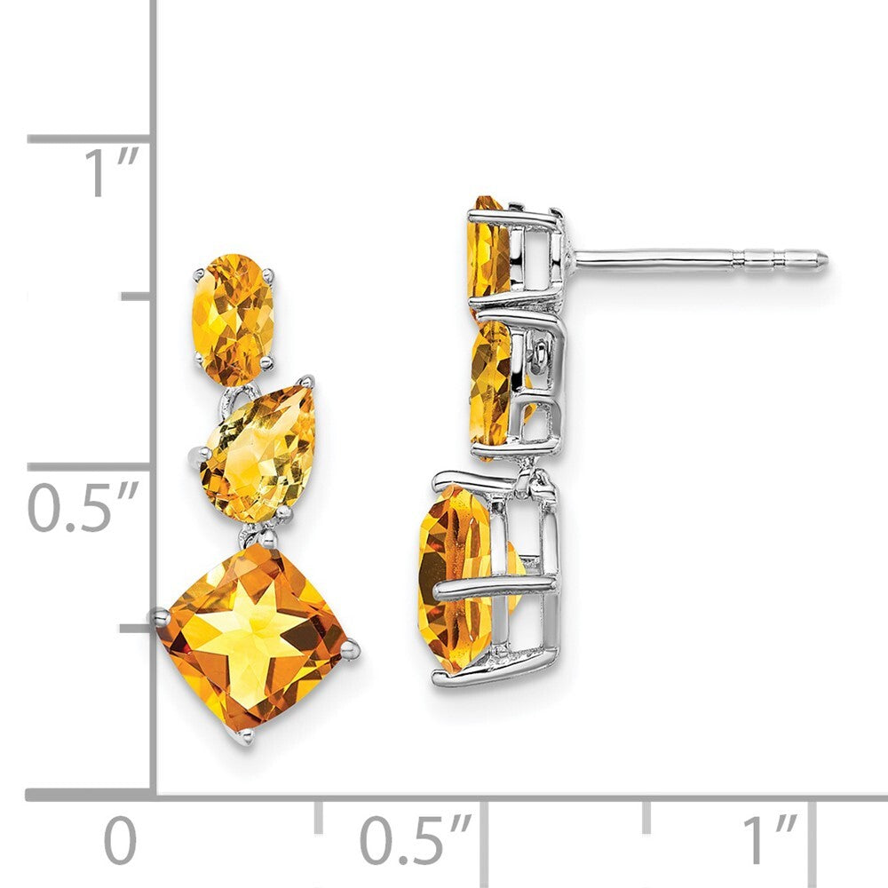 14k White Gold Citrine Dangle Earrings Gift for Women
