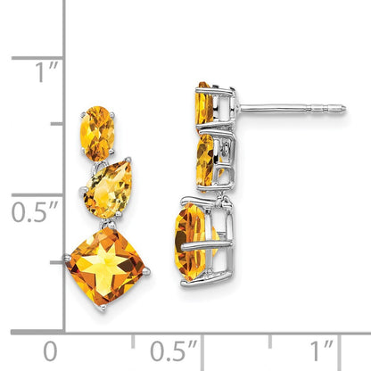 14k White Gold Citrine Dangle Earrings Gift for Women