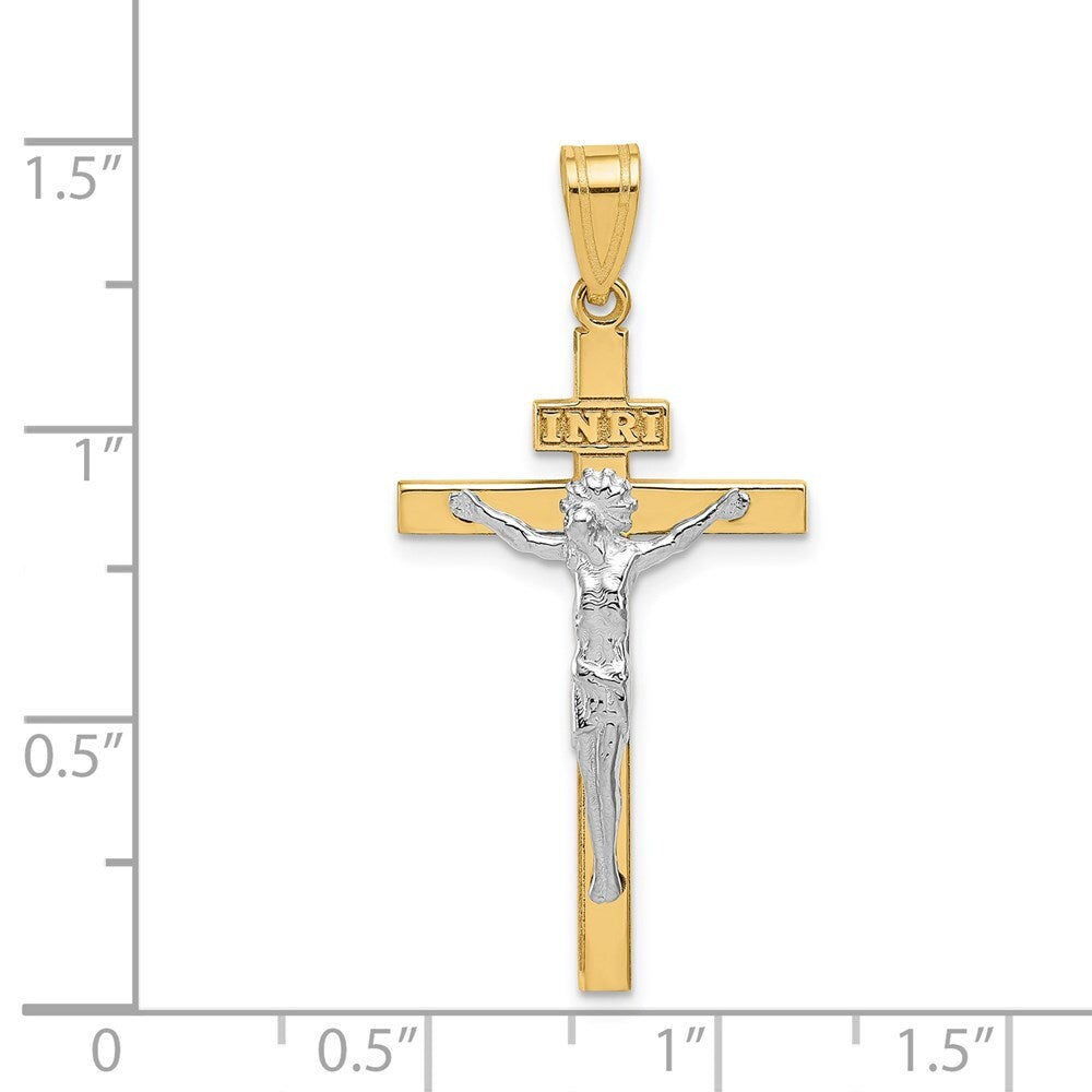 14k Two-tone Gold INRI Crucifix Pendant for Women