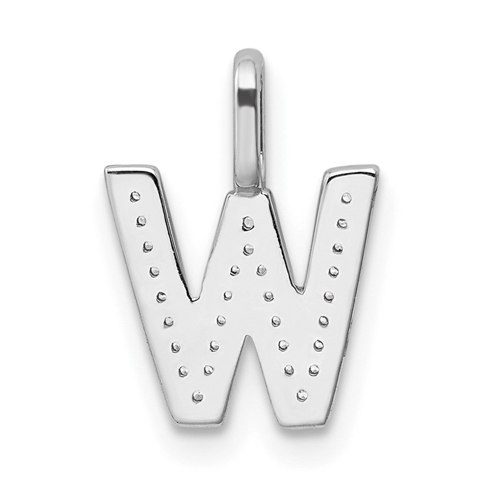 14k White Gold Diamond Letter W Initial Pendant