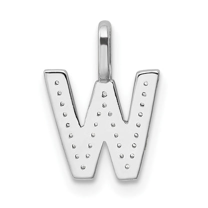14k White Gold Diamond Letter W Initial Pendant