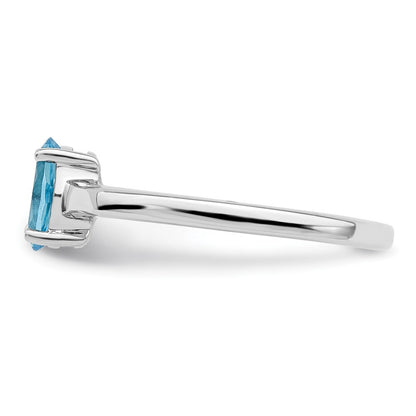 Sterling Silver Rhodium Light Swiss Blue Topaz Ring Size 6