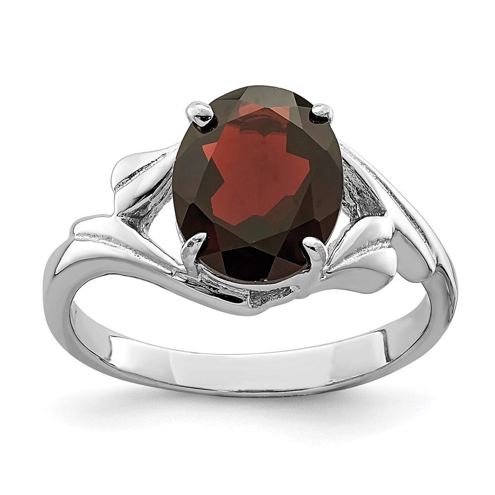 Sterling Silver Rhodium-plated Garnet Ring Size 8