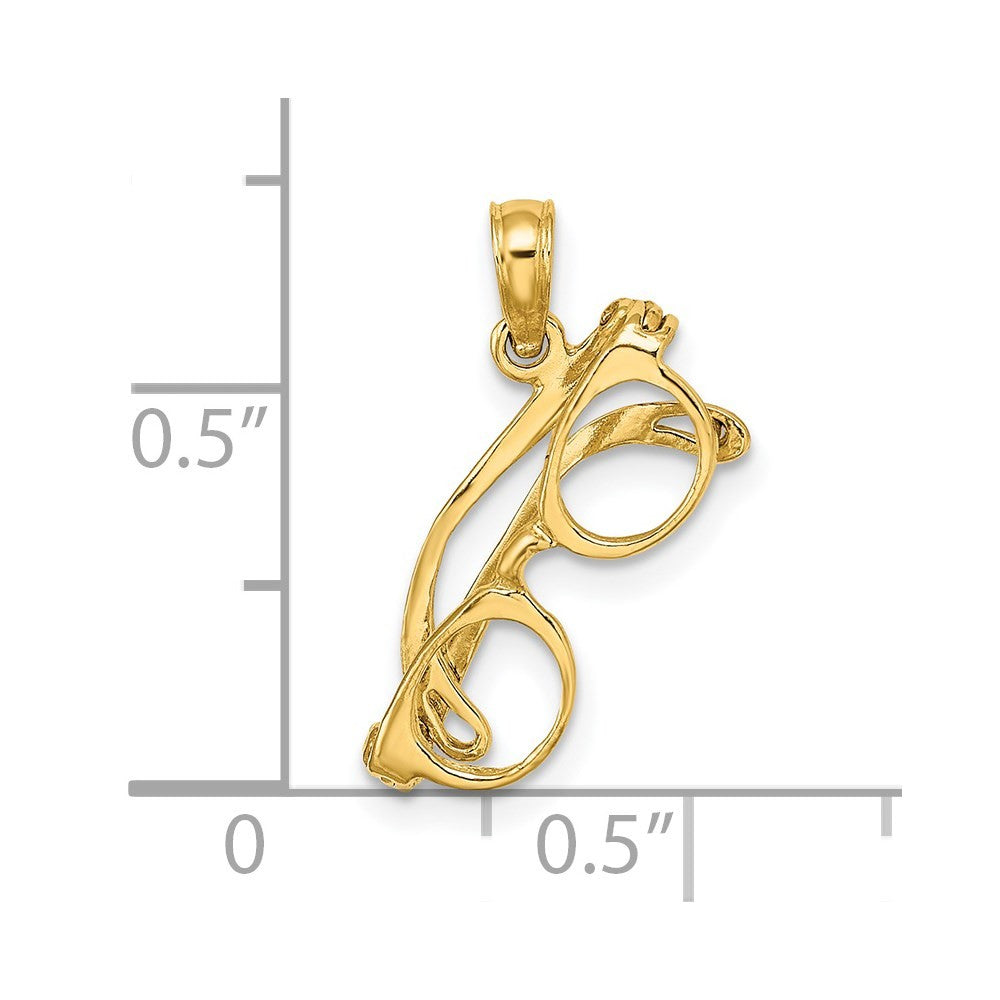 14k Yellow Gold 3-D Moveable Glasses Charm