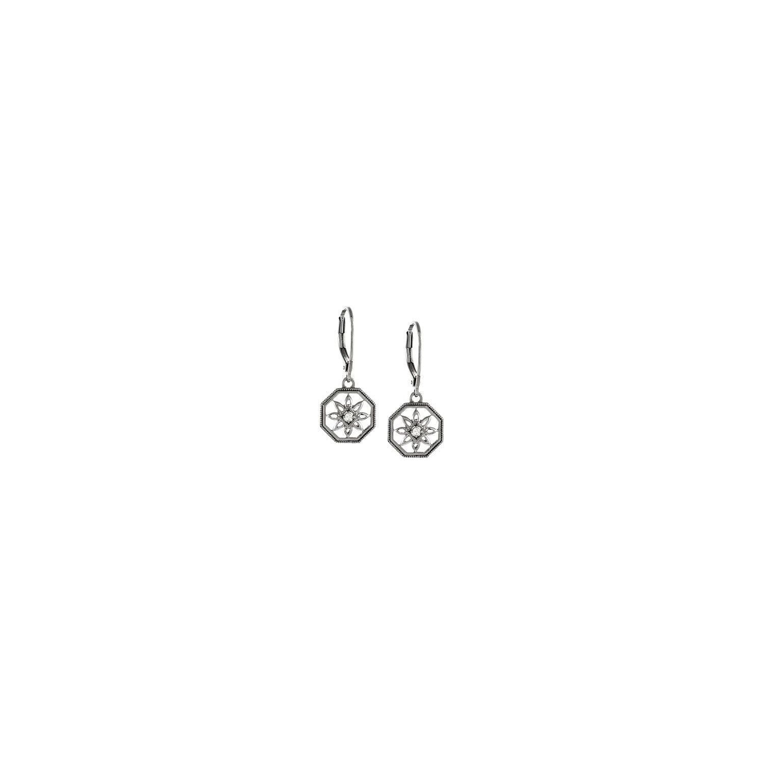 Gift for Mothers Sterling Silver .04 CTW Natural Diamond Filigree Stud Earrings