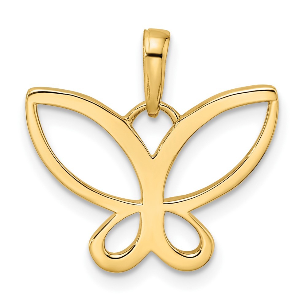 14k Yellow Gold and White Rhodium Diamond-cut Butterfly Pendant