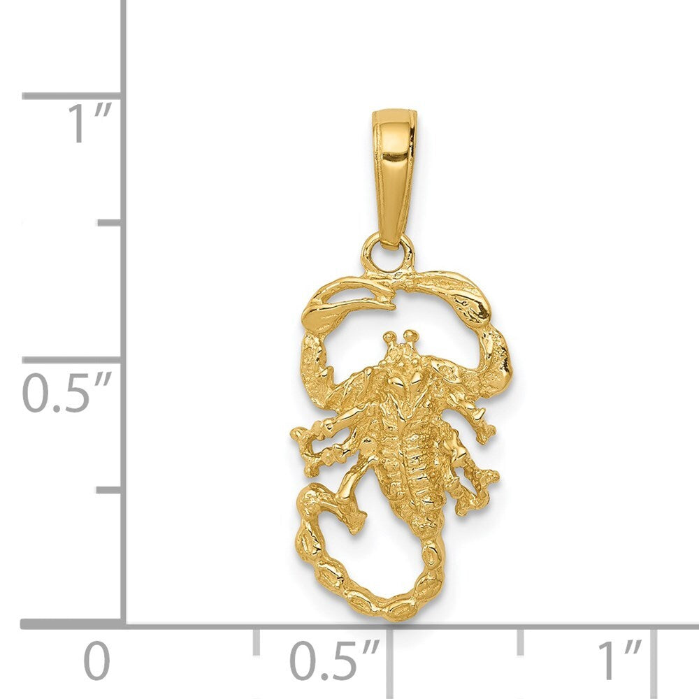 14k Yellow Gold Scorpion Charm Pendant for Women