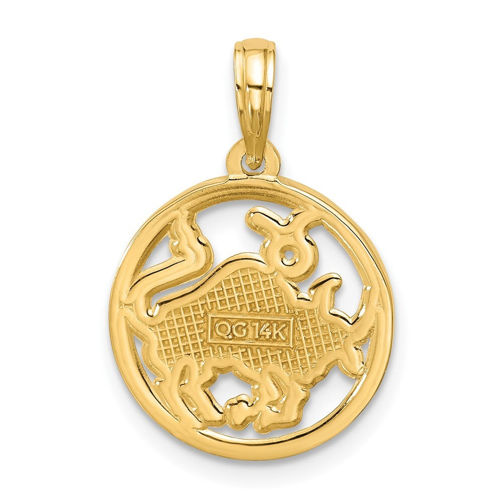 14k Yellow Gold Polished Round Taurus Pendant for Women