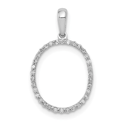 14k White Gold Diamond Letter O Initial Pendant