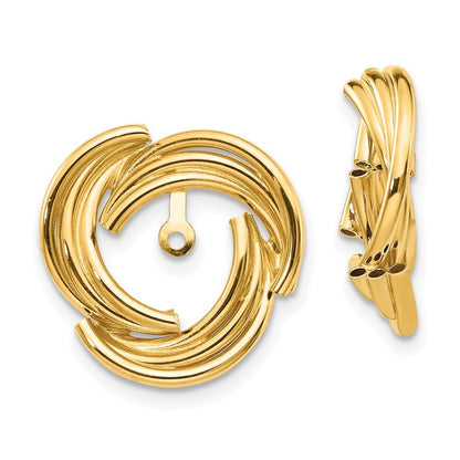 14k Yellow Gold Polished Fancy Earring Jackets Gift for Women