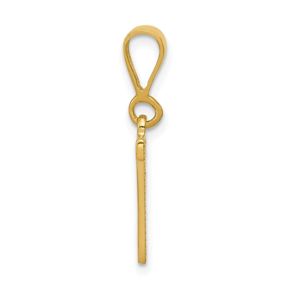 14k Yellow Gold Textured Initial N Charm Pendant