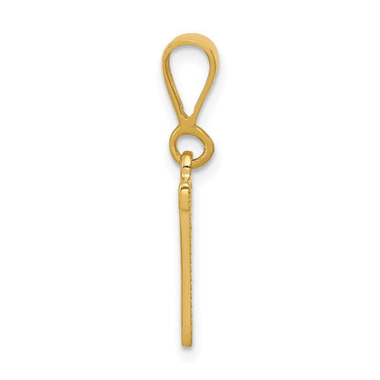 14k Yellow Gold Textured Initial N Charm Pendant