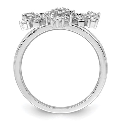Sterling Silver Rhodium-plated CZ Snowflake Ring Size 7