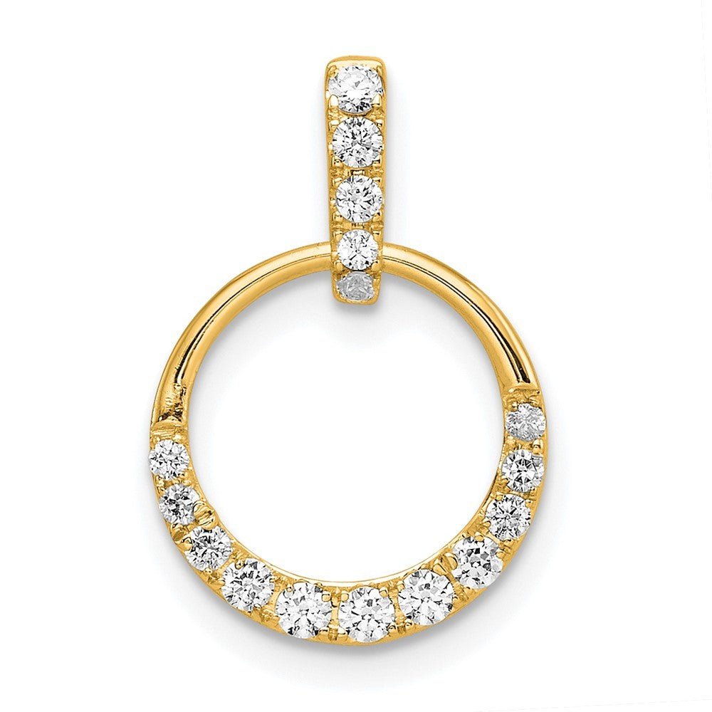 14k Yellow Gold Polished 1/4 carat Diamond Circle Pendant