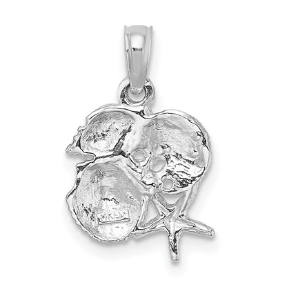 14k White Gold Polished Mini Shell Cluster Pendant