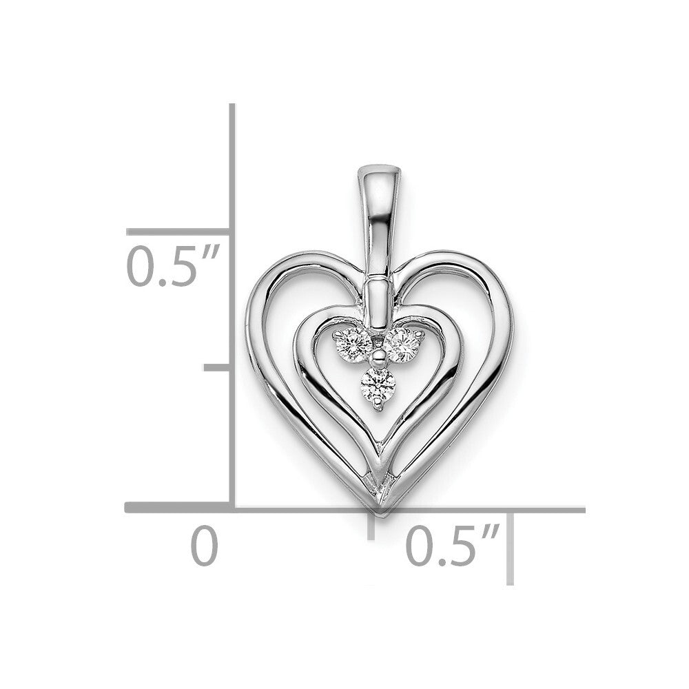 14k White Gold Polished Heart Diamond Pendant for Women