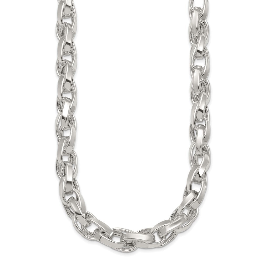 Sterling Silver Polished Double Twisted Link 18 inch Necklace