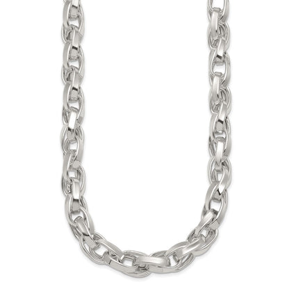 Sterling Silver Polished Double Twisted Link 18 inch Necklace