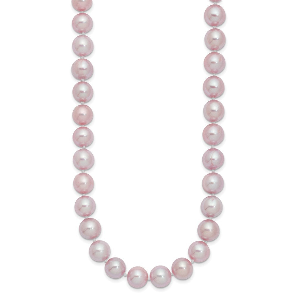 Sterling Silver Rhodium-plated 9-10mm Purple Cultured Pearl Necklace 24"