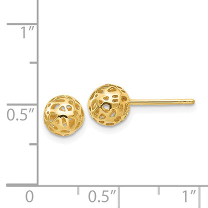 14k Yellow Gold Fancy Ball Stud Earrings